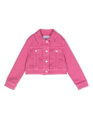 Simonetta button-up cropped denim jacket - Pink