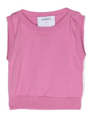 Simonetta cotton-cashmere blend knitted top - Pink