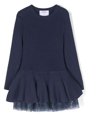 Simonetta double-layer knit dress - Blue