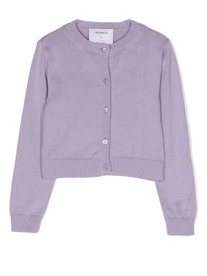 Simonetta fine knit long-sleeve cardigan - Purple