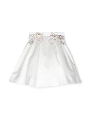 Simonetta flared satin mini skirt - White