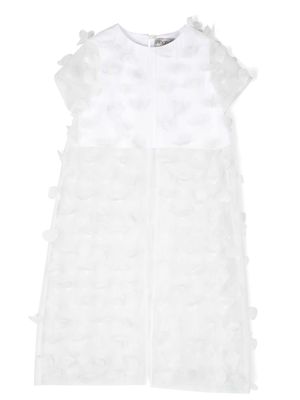 Simonetta floral-appliqué semi-sheer overlay dress - White