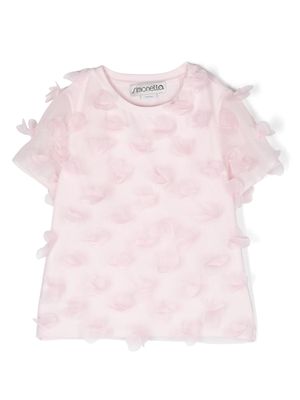 Simonetta floral-appliqué stretch-cottonT-shirt - Pink