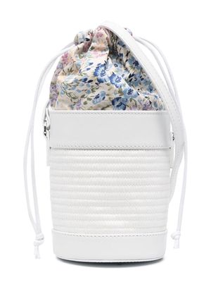 Simonetta floral-print bucket bag - White