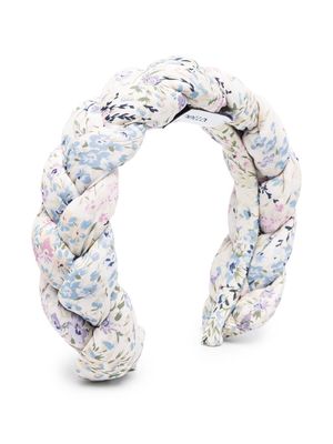 Simonetta floral print padded hairband - White