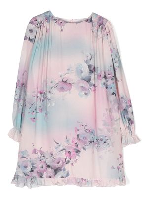 Simonetta floral-print ruffle-hem dress - Pink