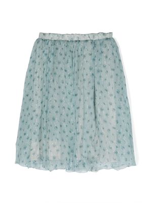 Simonetta floral-print silk-blend skirt - Blue