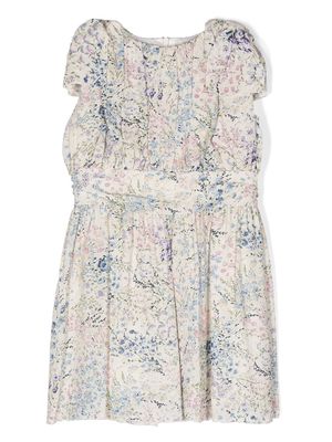 Simonetta floral-print sleeveless dress - Neutrals