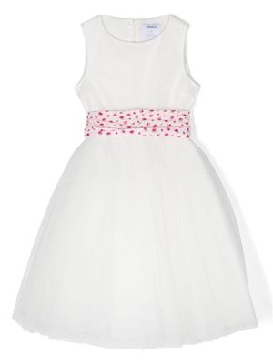 Simonetta floral-trim tulle dress - White