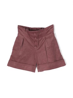 Simonetta gathered-waist corduroy shorts - Purple