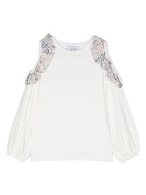 Simonetta graphic-print long-sleeved blouse - White