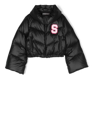 Simonetta logo-patch padded jacket - Black