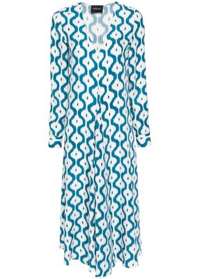 Simonetta Ravizza abstract-pattern silk midi dress - Blue