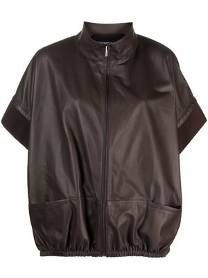 Simonetta Ravizza Ariel oversized leather vest - Brown