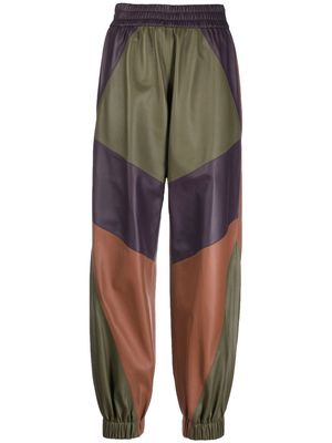 Simonetta Ravizza colour-block leather trousers - Brown