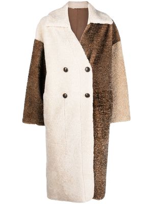 Simonetta Ravizza double-breasted lamb-fur coat - Brown