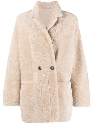 Simonetta Ravizza double-breasted shearling coat - Neutrals