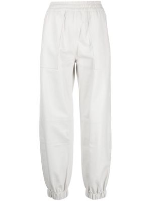 Simonetta Ravizza elasticated-waist leather tapered trousers - White