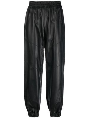 Simonetta Ravizza elasticated-waist leather track pants - Black