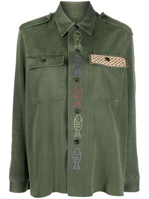 Simonetta Ravizza embroidered fish shirt jacket - Green