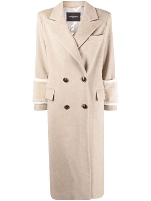 Simonetta Ravizza faux-fur detail double-breasted coat - Neutrals