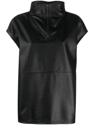 Simonetta Ravizza half-zip leather vest - Black