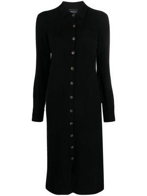 Simonetta Ravizza long-sleeve cashmere shirtdress - Black