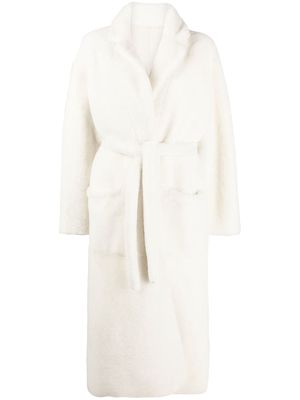 Simonetta Ravizza notched-collar shearling coat - White