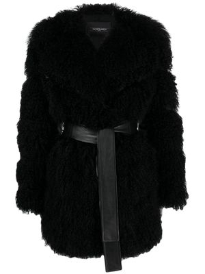 Simonetta Ravizza Praga belted shearling coat - Black