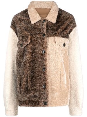 Simonetta Ravizza shearling tonal shirt-jacket - Brown
