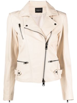 Simonetta Ravizza zip-up leather biker jacket - Neutrals