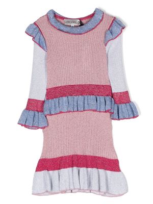 Simonetta ribbed-knit long-sleeve dress - Pink