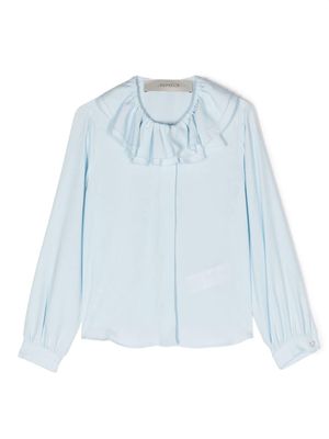 Simonetta ruffle-detail long-sleeve blouse - Blue