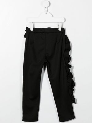 Simonetta ruffle-detail straight-leg trousers - Black