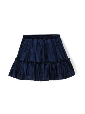 Simonetta ruffle-detailing velvet-finish skirt - Blue