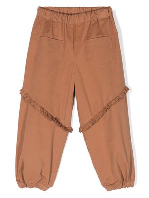 Simonetta ruffled-detail tapered trousers - Brown
