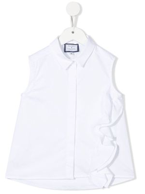 Simonetta ruffled-trim sleeveless shirt - White