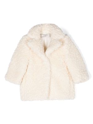 Simonetta single-breasted faux-fur coat - Neutrals