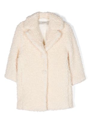 Simonetta single-breasted faux-shearling coat - Neutrals