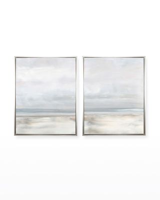 Simpatico 45X60 Set Of 2 Vertical Canvas Giclees In Sterling Frame, Hand-Embellished