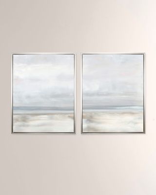 Simpatico Vertical Canvas Diptych Giclees in Sterling Floater Frames, Set of 2