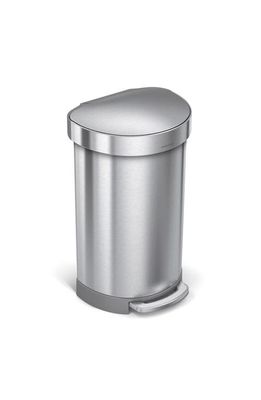 simplehuman 45L Semi Round Step Trash Can in Brushed