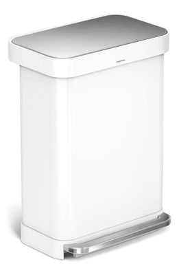 simplehuman 55L Rectangle Trash Can in White