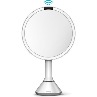 simplehuman 8-Inch Sensor Rechargeable Tabletop Mirror in White 