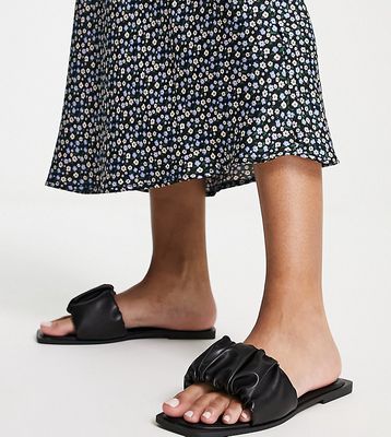 Simply Be Extra Wide Fit Ruched Flat Mules In Black