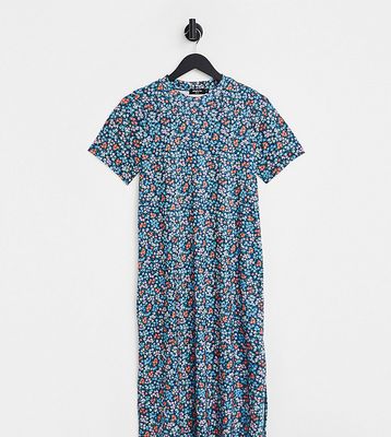 Simply Be midi t-shirt dress in blue floral