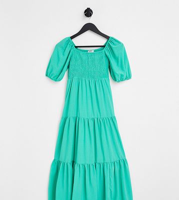 Simply Be shirred midi dress in green