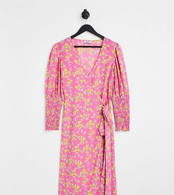 Simply Be wrap midi dress in pink floral