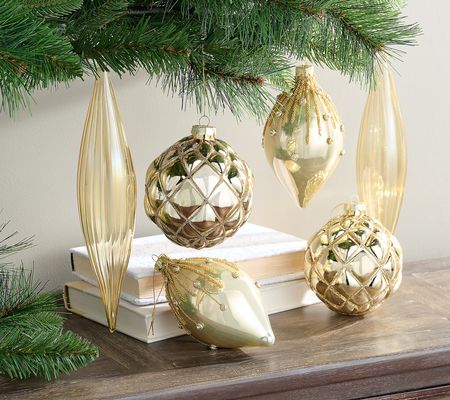 Simply Stunning Set of 6 Glass Ornaments by Janine Graff