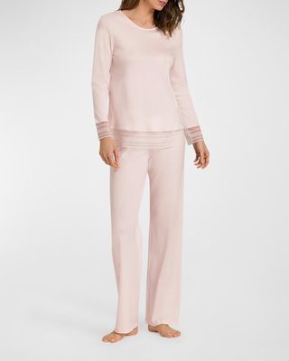 Sina Long-Sleeve Lace-Trim Pajama Set